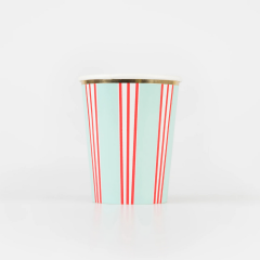Meri Meri - Çizgili Varaklı Bardaklar - 8 Adet