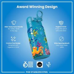 ION8 - Çocuk Su Termosu - Deniz Kaplumbağaları - 320 Ml - Sızdırmaz