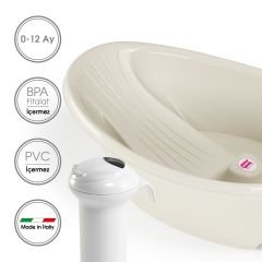 OkBaby Bella Çift Yönlü Banyo Küveti & Splash Bebek Duşu 0-12 ay / Beyaz