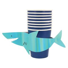 Meri Meri - Shark Cups - Köpekbalığı Bardaklar - 8'Li