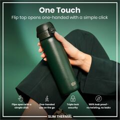 ION8 - İnce Su Termosu - Koyu Yeşil - 500 Ml - Sızdırmaz