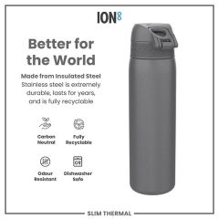 ION8 - İnce Su Termosu - Gri - 500 Ml - Sızdırmaz