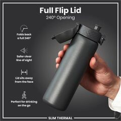 ION8 - İnce Su Termosu - Gri - 500 Ml - Sızdırmaz