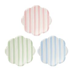 Meri Meri - Ticking Stripe Side Plates - Kalın Çizgili Tabaklar - 8'Li