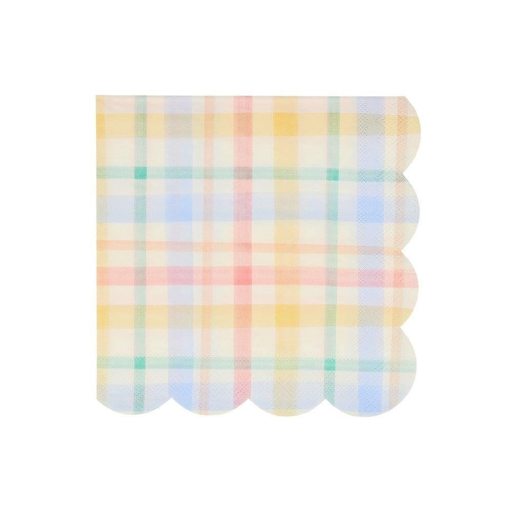 Meri Meri - Large Spring Plaid Napkins - Bahar Yeri Peçeteler - 16'Lı
