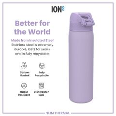 ION8 - İnce Su Termosu - Açık Mor - 500 Ml - Sızdırmaz