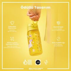 ION8 - Çocuk Suluk - Sarı Unicorn - 350 Ml - Sızdırmaz - BPA İçermeyen