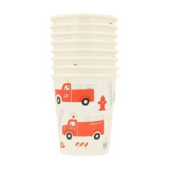 Meri Meri - Fire Truck Cups - İtfaiye Bardaklar - 8'Li
