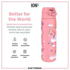 ION8 - İnce Su Termosu - Gökkuşağı Unicorn - 500 Ml - Sızdırmaz