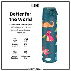 ION8 - İnce Su Termosu - Petrol Mavisi Ejderhalar - 500 Ml - Sızdırmaz