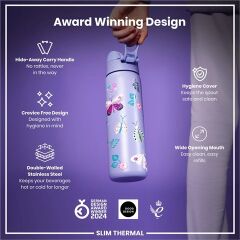 ION8 - İnce Su Termosu - Kelebekler - 500 Ml - Sızdırmaz