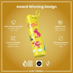 ION8 - İnce Su Termosu - Sarı Ejderhalar - 500 Ml - Sızdırmaz