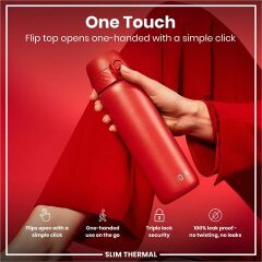 ION8 - İnce Su Termosu - Kırmızı - 500 Ml - Sızdırmaz