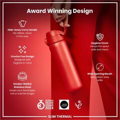 ION8 - İnce Su Termosu - Kırmızı - 500 Ml - Sızdırmaz