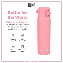 ION8 - İnce Su Termosu - Gül Pembesi - 500 Ml - Sızdırmaz