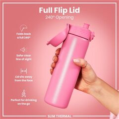 ION8 - İnce Su Termosu - Gül Pembesi - 500 Ml - Sızdırmaz