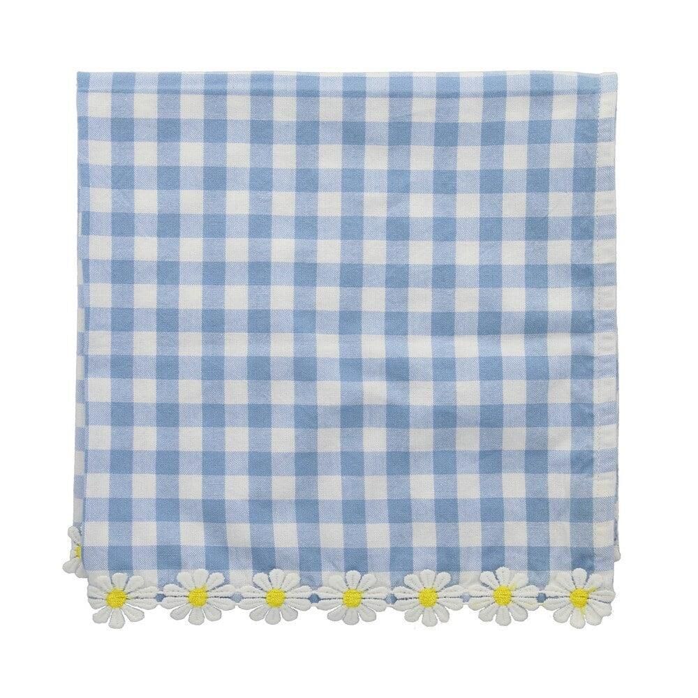 Meri Meri - Daisy Edge Gingham Napkins - Papatya Detaylı Pötikare Kumaş Peçeteler - 4'Lü
