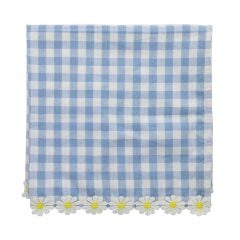 Meri Meri - Daisy Edge Gingham Napkins - Papatya Detaylı Pötikare Kumaş Peçeteler - 4'Lü