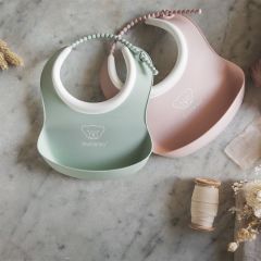 BabyBjörn 2´li Mini Yumuşak Plastik Mama Önlüğü Powder Green / Pink