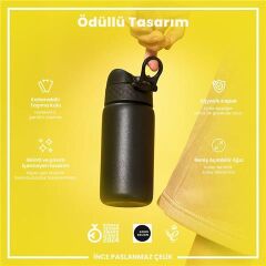 ION8 - Paslanmaz Çelik Çocuk Suluk - Siyah - 400 Ml - Sızdırmaz