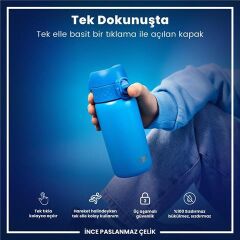 ION8 - Paslanmaz Çelik Çocuk Suluk - Mavi - 400 Ml - Sızdırmaz