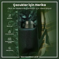 ION8 - Paslanmaz Çelik Çocuk Suluk - Koyu Yeşil - 400 Ml - Sızdırmaz