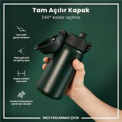 ION8 - Paslanmaz Çelik Çocuk Suluk - Koyu Yeşil - 400 Ml - Sızdırmaz