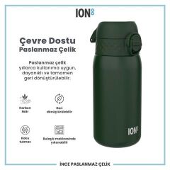 ION8 - Paslanmaz Çelik Çocuk Suluk - Koyu Yeşil - 400 Ml - Sızdırmaz
