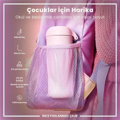 ION8 - Paslanmaz Çelik Çocuk Suluk - Leylak - 400 Ml - Sızdırmaz