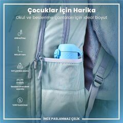 ION8 - Paslanmaz Çelik Çocuk Suluk - Mavi Unicorn - 400 Ml - Sızdırmaz