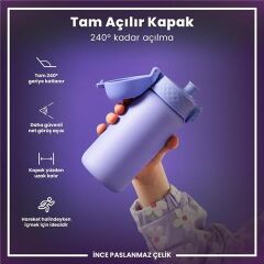 ION8 - Paslanmaz Çelik Çocuk Suluk - Açık Mor - 400 Ml - Sızdırmaz