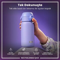 ION8 - Paslanmaz Çelik Çocuk Suluk - Açık Mor - 400 Ml - Sızdırmaz