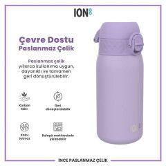 ION8 - Paslanmaz Çelik Çocuk Suluk - Açık Mor - 400 Ml - Sızdırmaz