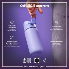 ION8 - Paslanmaz Çelik Çocuk Suluk - Açık Mor - 400 Ml - Sızdırmaz