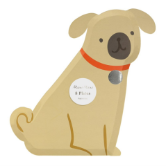Meri Meri - Pug Plates - Yavru Köpek Tabaklar - 8'Li