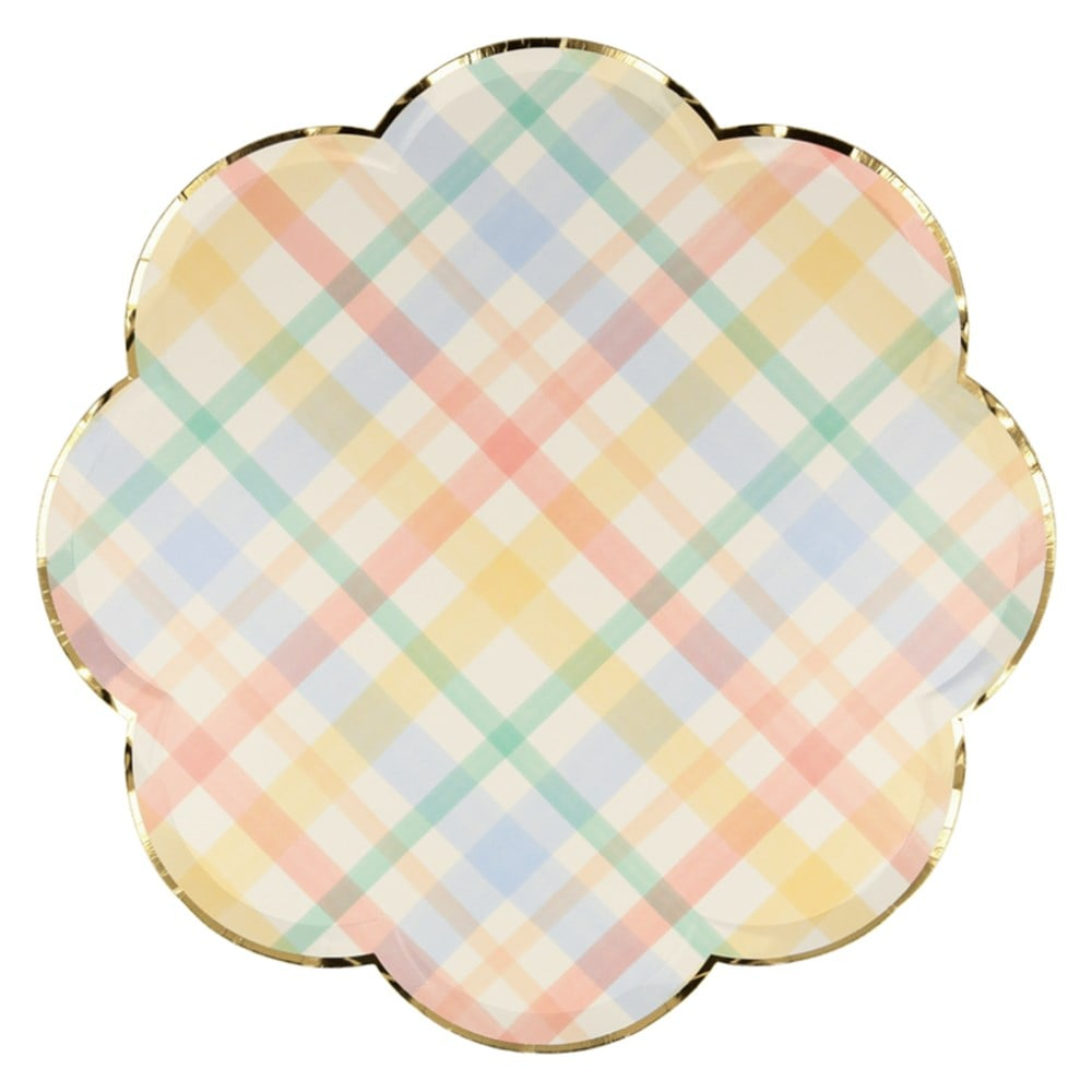 Meri Meri - Spring Plaid Dinner Plates - Bahar Yeri Tabaklar - L - 8'Li