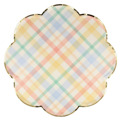Meri Meri - Spring Plaid Dinner Plates - Bahar Yeri Tabaklar - L - 8'Li
