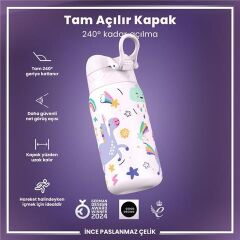ION8 - Paslanmaz Çelik Çocuk Suluk - Unicorn - 400 Ml - Sızdırmaz
