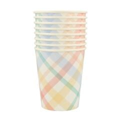 Meri Meri - Spring Plaid Cups - Bahar Yeri Bardaklar - 8'Li