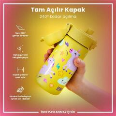 ION8 - Paslanmaz Çelik Çocuk Suluk - Sarı Unicorn - 400 Ml - Sızdırmaz