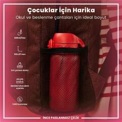 ION8 - Paslanmaz Çelik Çocuk Suluk - Kırmızı - 400 Ml - Sızdırmaz