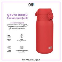 ION8 - Paslanmaz Çelik Çocuk Suluk - Kırmızı - 400 Ml - Sızdırmaz