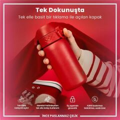 ION8 - Paslanmaz Çelik Çocuk Suluk - Kırmızı - 400 Ml - Sızdırmaz