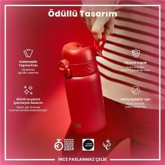 ION8 - Paslanmaz Çelik Çocuk Suluk - Kırmızı - 400 Ml - Sızdırmaz