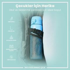 ION8 - Paslanmaz Çelik İnce Suluk - Alaska Mavisi - 600 Ml - Sızdırmaz
