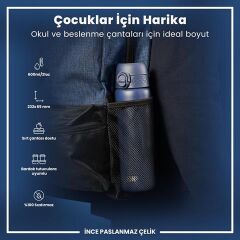 ION8 - Paslanmaz Çelik İnce Suluk - Koyu Lacivert - 600 Ml - Sızdırmaz
