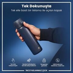 ION8 - Paslanmaz Çelik İnce Suluk - Koyu Lacivert - 600 Ml - Sızdırmaz