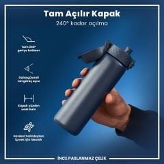 ION8 - Paslanmaz Çelik İnce Suluk - Koyu Lacivert - 600 Ml - Sızdırmaz