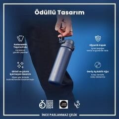 ION8 - Paslanmaz Çelik İnce Suluk - Koyu Lacivert - 600 Ml - Sızdırmaz