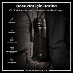 ION8 - Paslanmaz Çelik İnce Suluk - Siyah - 600 Ml - Sızdırmaz